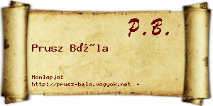 Prusz Béla névjegykártya